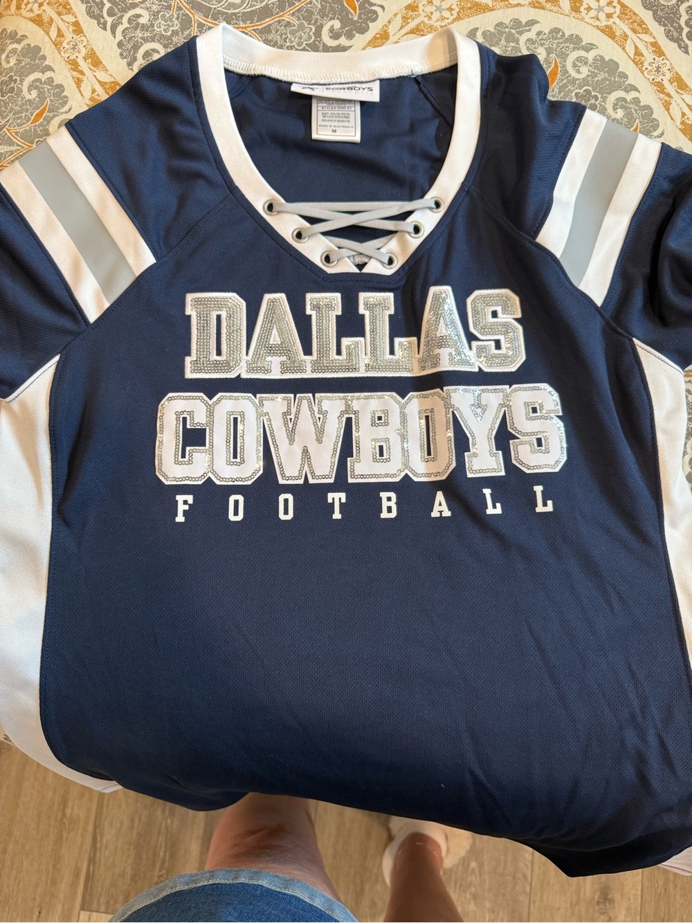 Dallas Cowboys Navy Lace-Up Kids Football Top